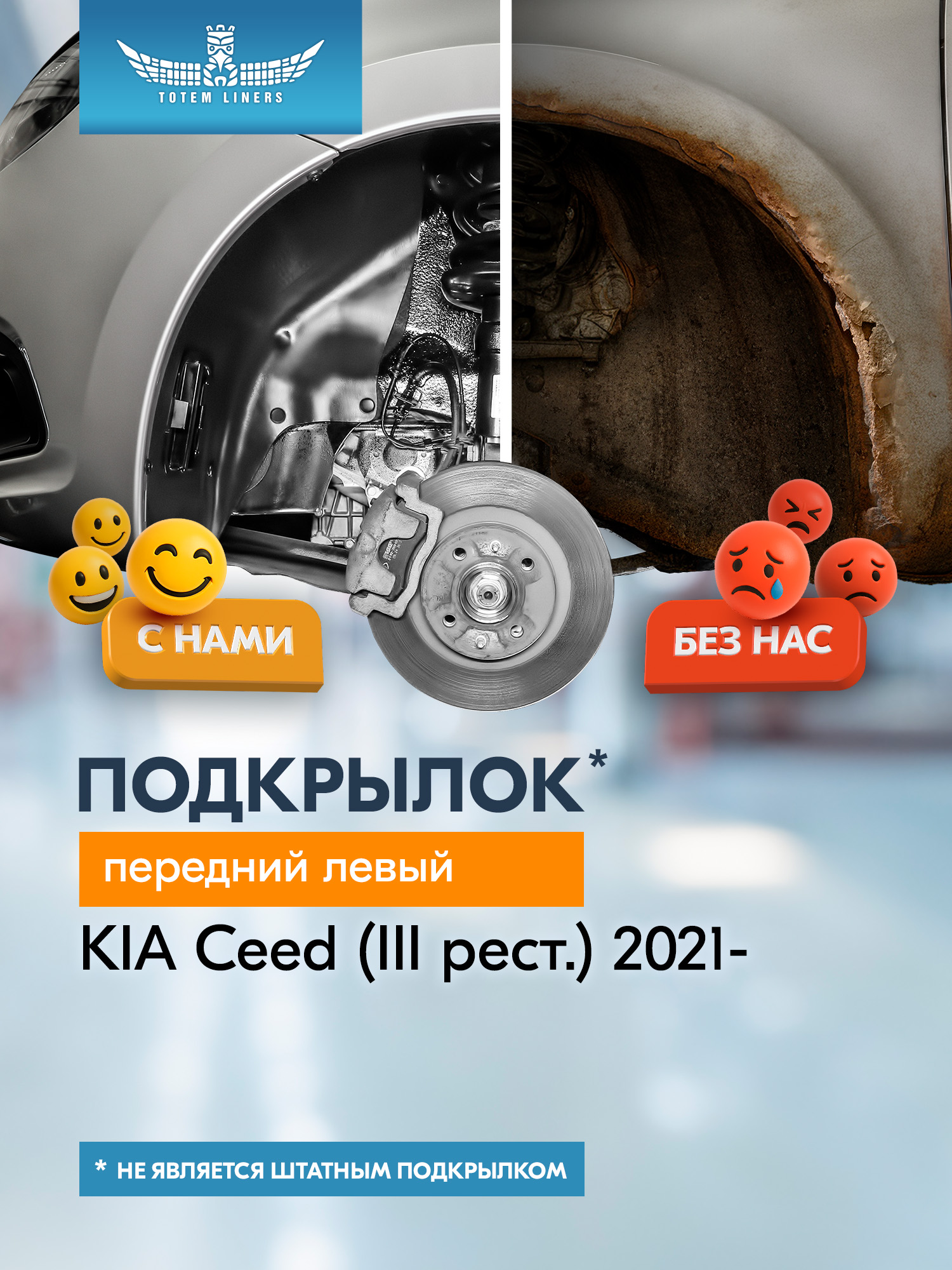 Подкрылок для KIA Ceed 2021-н.в. (III рест.) передний левый (Киа Сид) Хэтчбек 5 дв. FWD - TOTEM