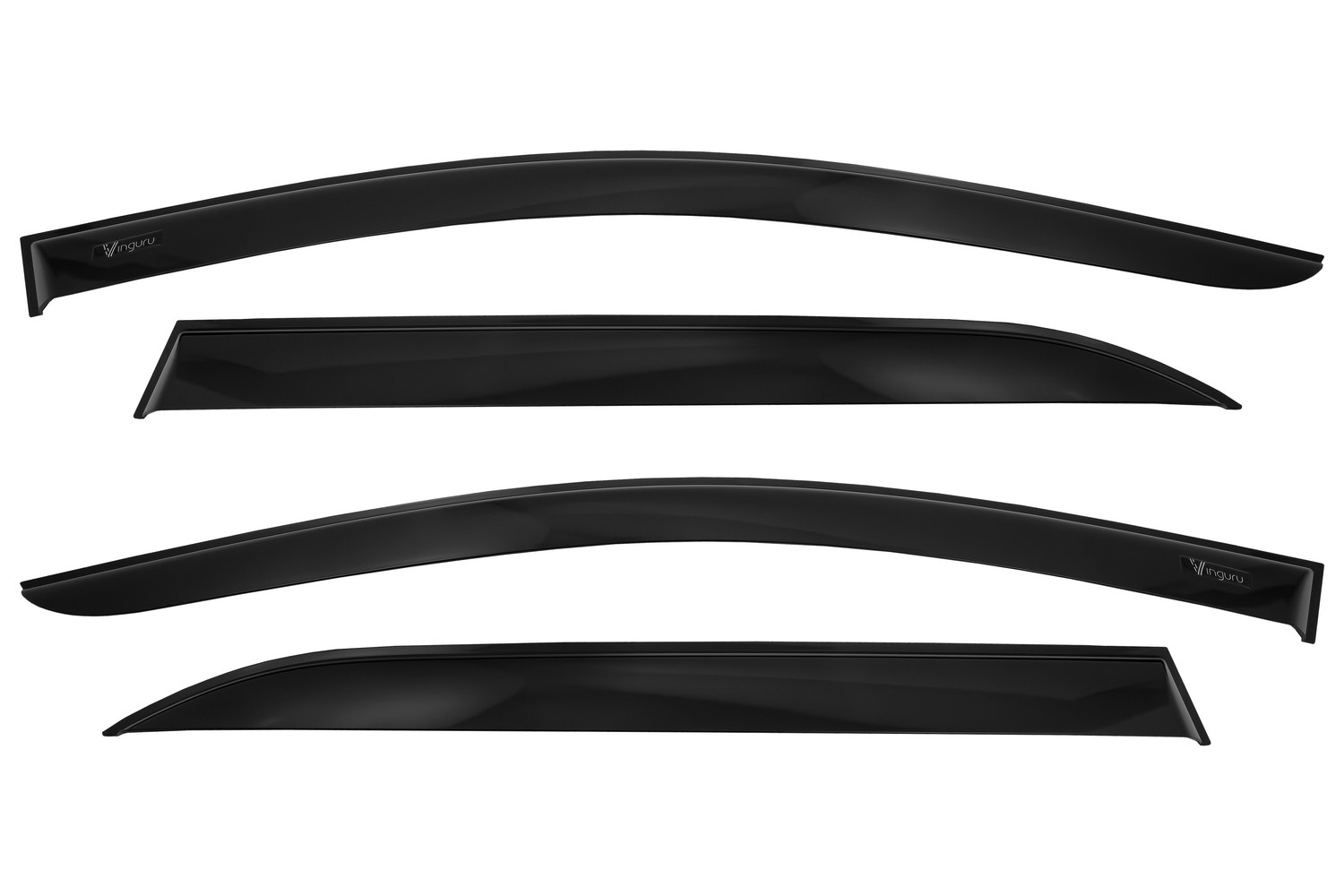 Дефлекторы окон Vinguru RENAULT Logan II 2012-2018, 2018- /сед/накладные/скотч/комплект  4 шт./литьевой поликарбонат / Рено Логан