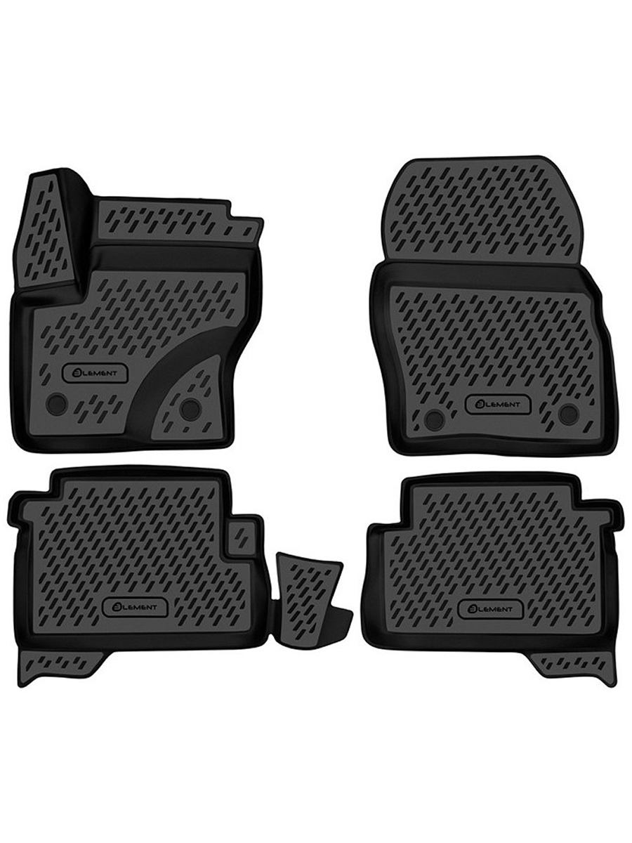 Коврики в салон 3D для FORD Kuga 2013-2016 (II), 2017-2019 (II рест.) внедорожник Element 4 шт. черный полиуретан / Форд Куга