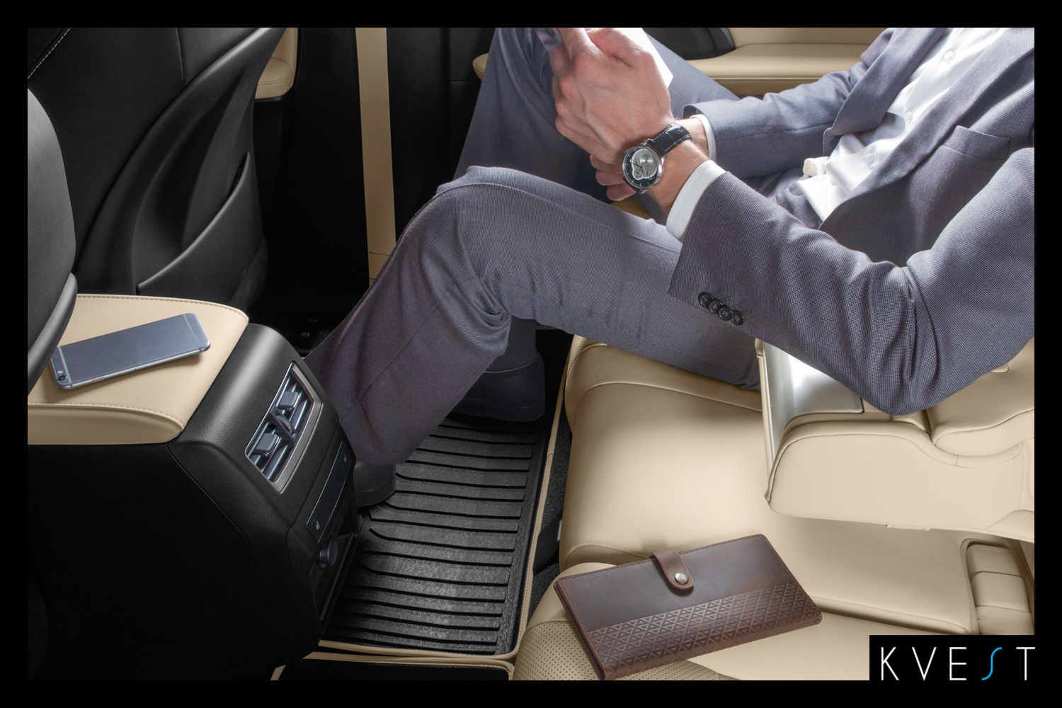 Коврики KVEST 3D в салон для LEXUS RX (IV, IVr), 2015-2019, 2019-, 4 шт. (полиуретан, серый, бежевый) в коробе / Лексус РХ