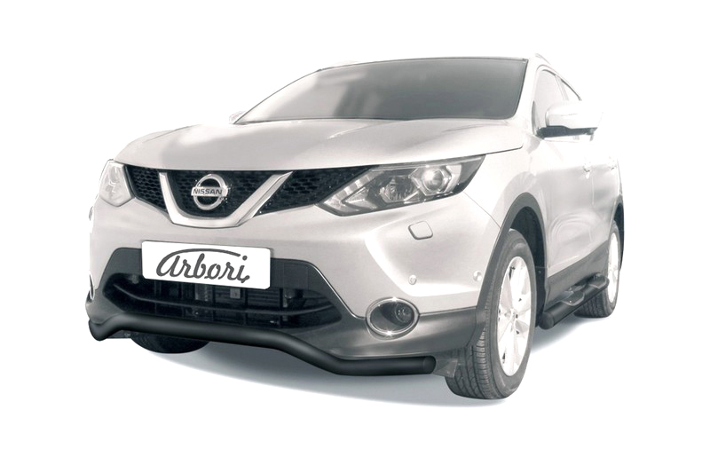 Защита переднего бампера d57 волна Arbori черн. для NISSAN Qashqai 2014-2016 / Ниссан Кашкай