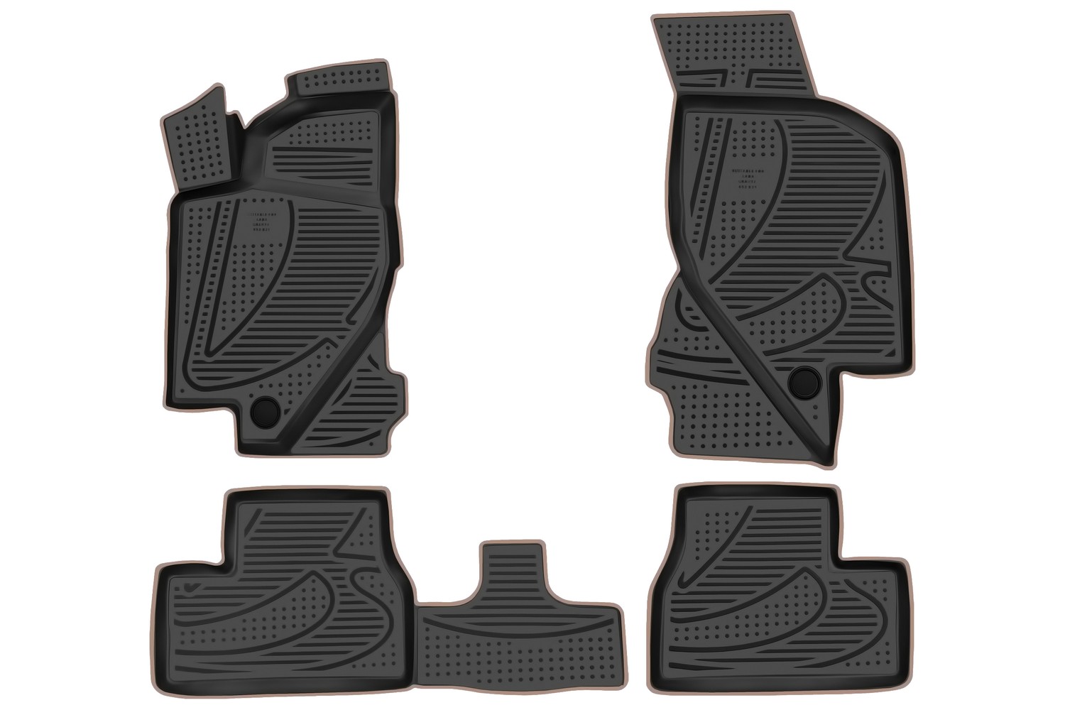 Коврики 3D в салон LADA Granta I 2011-2018, 2018-, 4 шт. (бежевый кант, полиуретан) / Лада Гранта