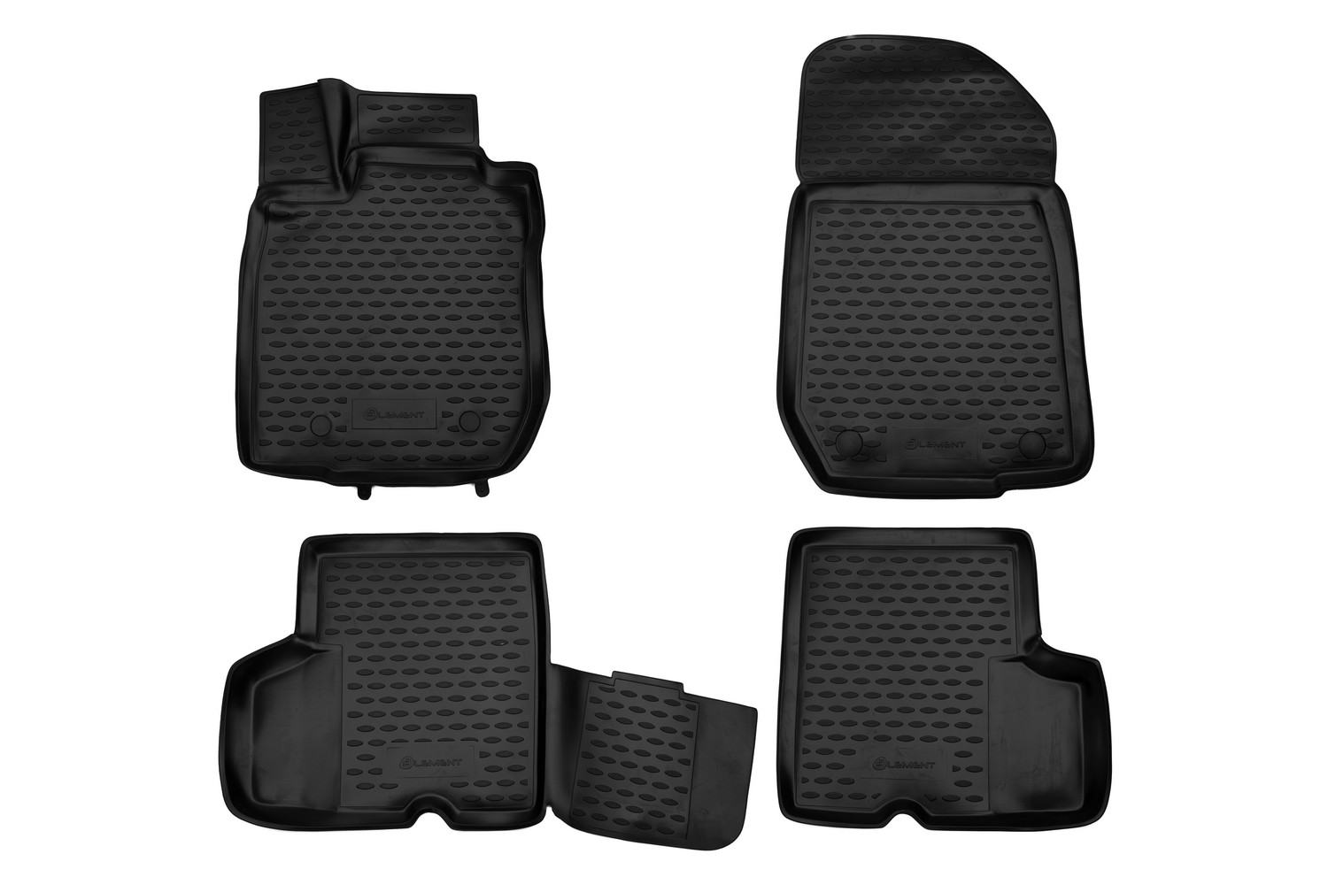 Коврики в салон 3D для RENAULT Logan 2004-2009 (I), 2009-2015 (I рест.) седан Element черный полиуретан / Рено Логан