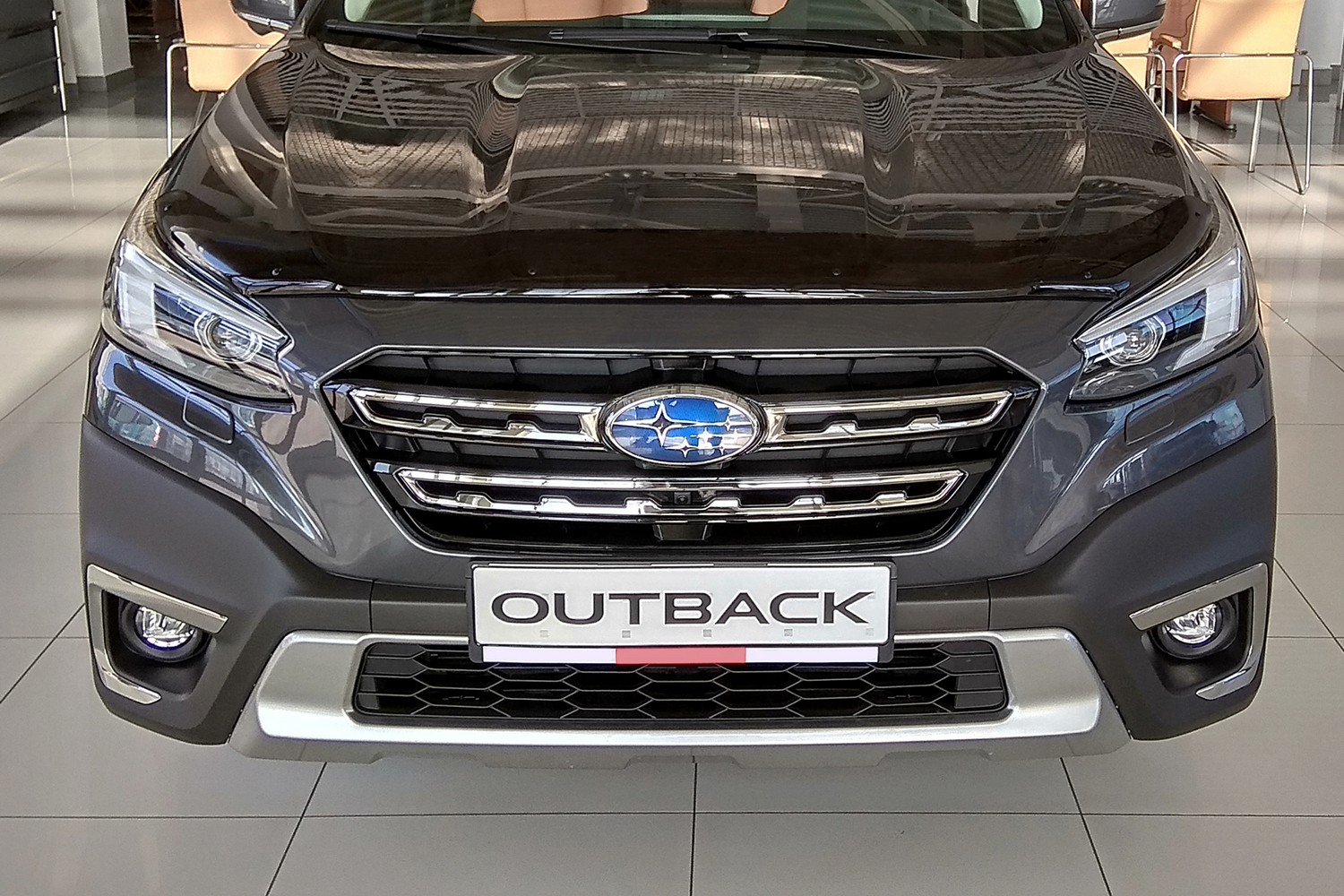 Дефлектор капота Subaru Legacy/Outback, 2020-, темный / Субару Легаси