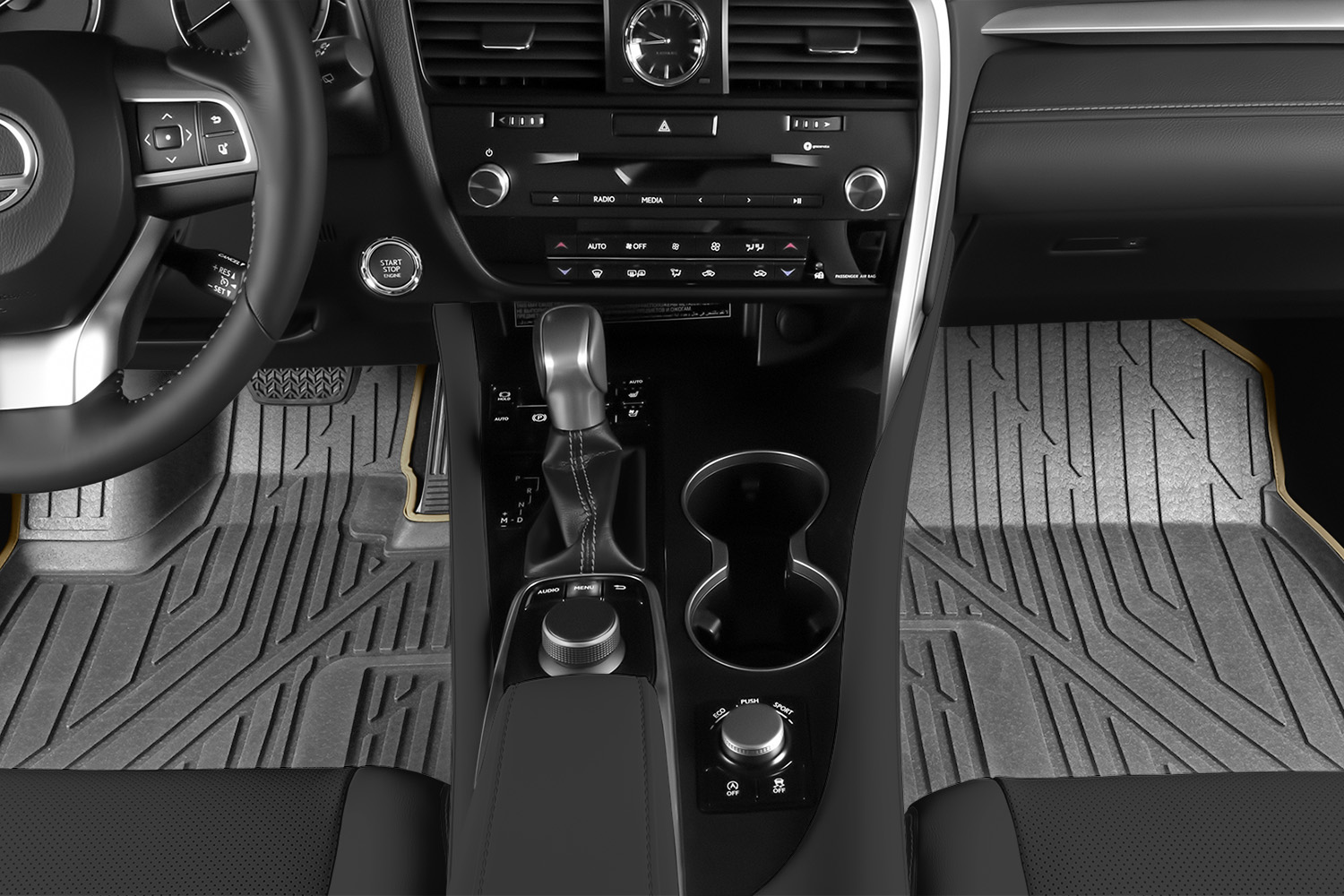 Коврики KVEST 3D в салон для LEXUS RX (IV, IVr), 2015-2019, 2019-, 4 шт. (полиуретан, серый, бежевый) в коробе / Лексус РХ