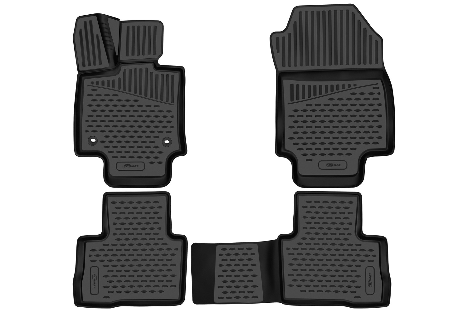Коврики в салон 3D для TOYOTA RAV4 (XA50) 2019-2025 (V) внедорожник FORMAT 4 шт. черный полиуретан / Тойота Рав 4