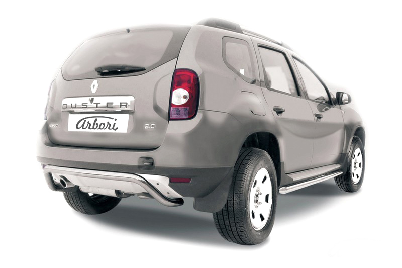 Защита заднего бампера d57 "скоба" Arbori нерж. сталь для RENAULT Duster 2010-2015 / Рено Дастер