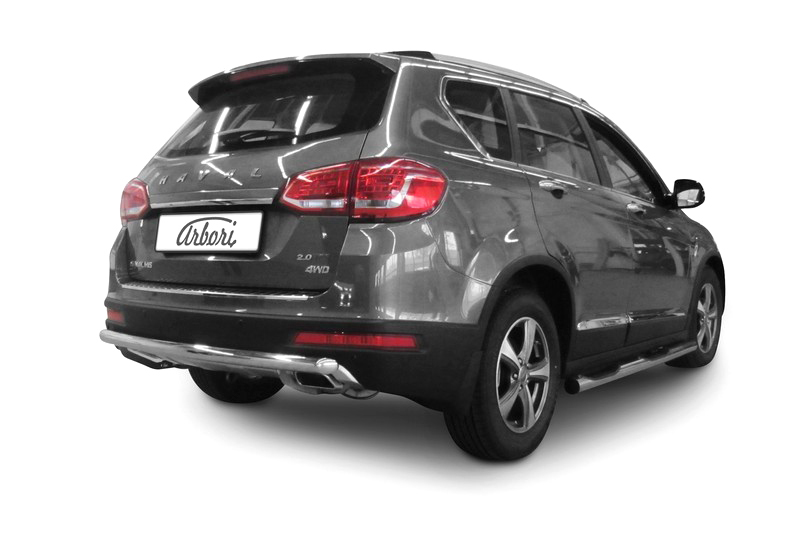 Защита заднего бампера d57 Arbori нерж. сталь для HAVAL H6 2014-нв / Хавал Н6