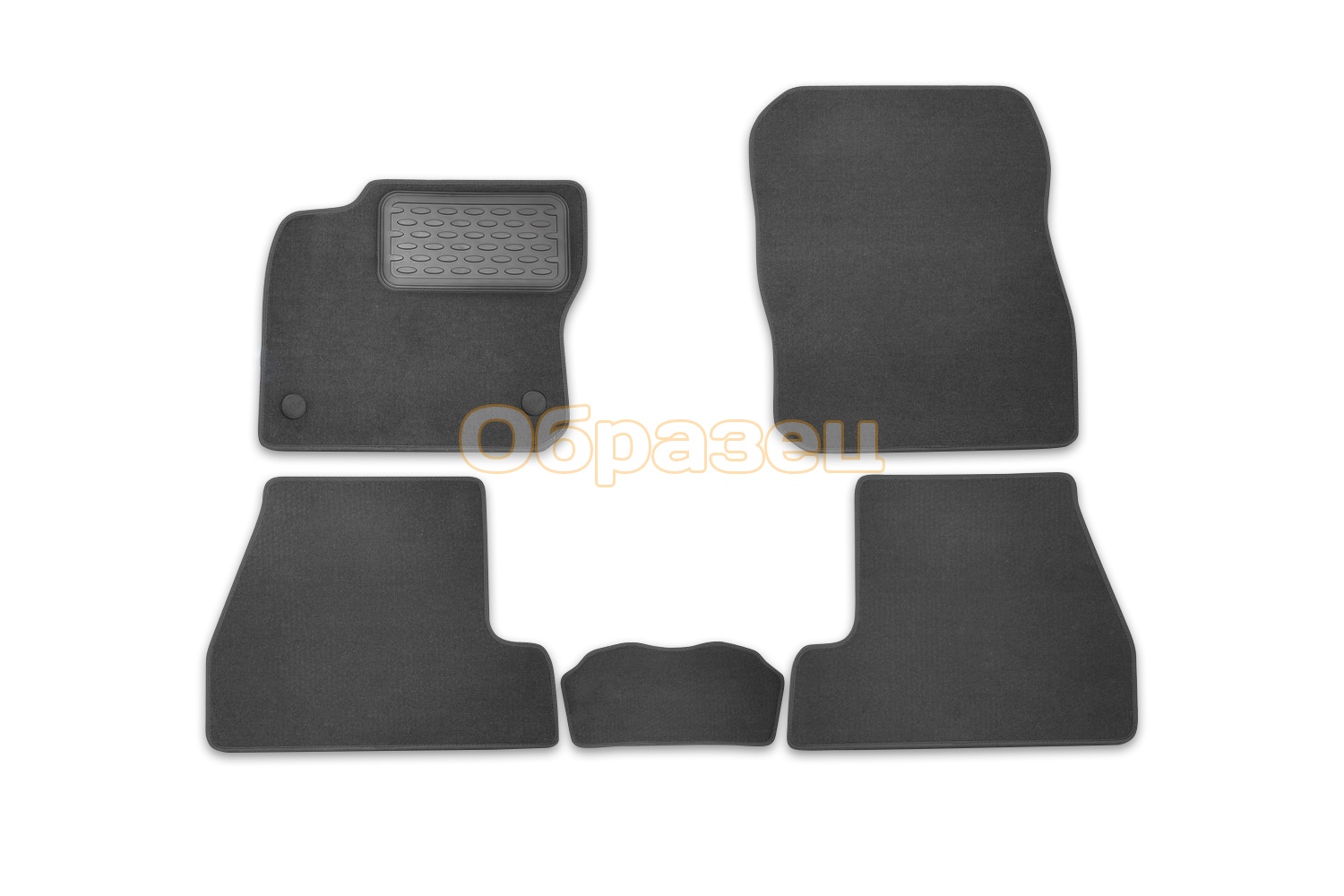 Коврики в салон MITSUBISHI Pajero Sport 2008-2013, 2013-2016, внед., 5 шт. (текстиль, серые) / Митсубиси Паджеро спорт