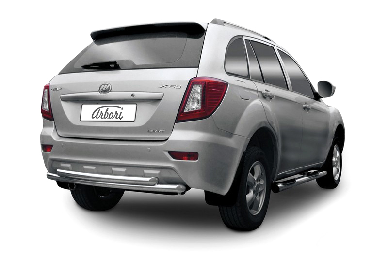 Защита заднего бампера D60+D60 X60 2011 Arbori нерж. сталь для LIFAN X60 2015-нв / Лифан Х60