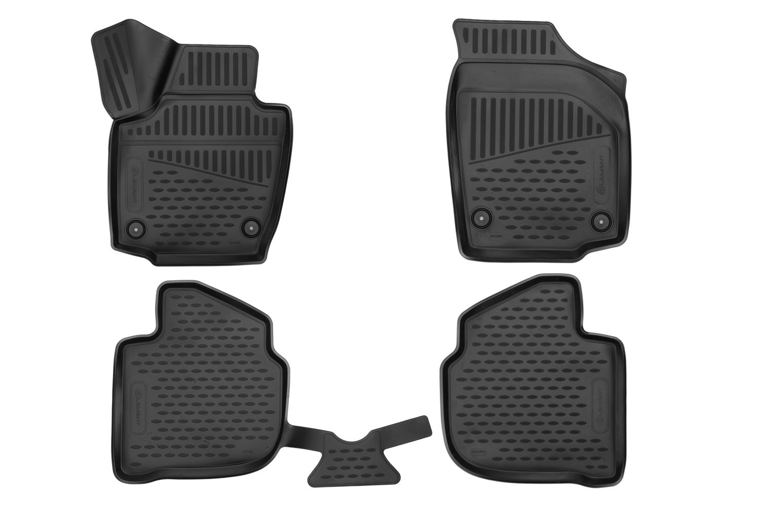 Коврики в салон 3D для SKODA Rapid 2013-н.в. (III), VOLKSWAGEN Polo 2020-н.в. (VI) лифтбек Element черный полиуретан / Шкода Рапид
