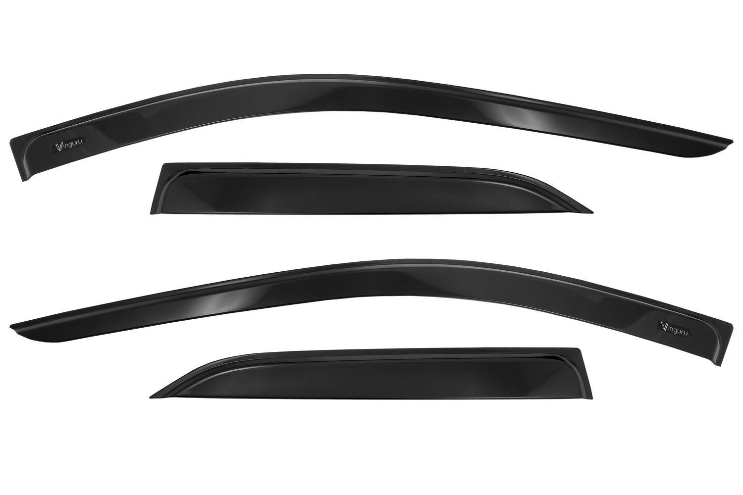 Дефлекторы окон Vinguru RENAULT Logan 2004-2009, 2009-2015 /накладные/скотч/комплект  4 шт./литьевой поликарбонат / Рено Логан