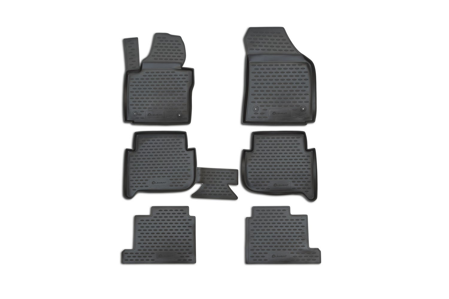 Коврики в салон VW Touran (I) 2003-2010, (II) 2010-2015, 7 мест., 6 шт. (полиуретан, серые) / Фольксваген Туран