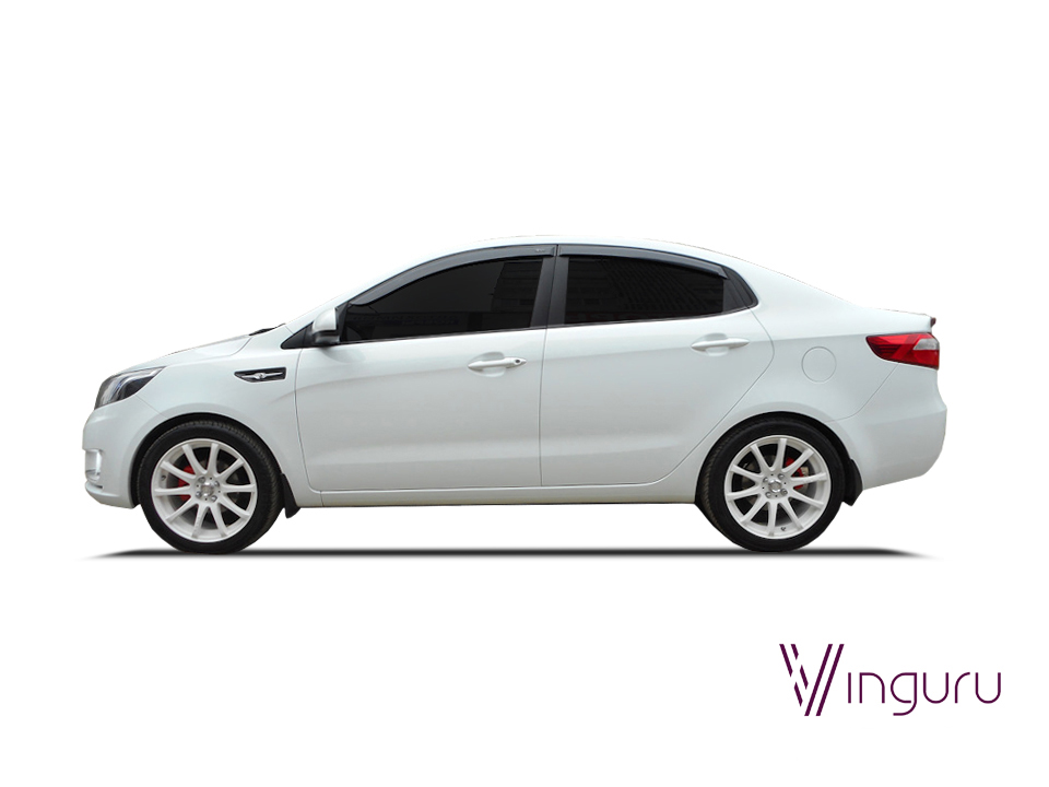 Дефлекторы окон Vinguru KIA Rio 2011-2015, 2015-2017 /сед/накладные/скотч/к-т 4 шт./литьевой поликарбонат / Киа Рио
