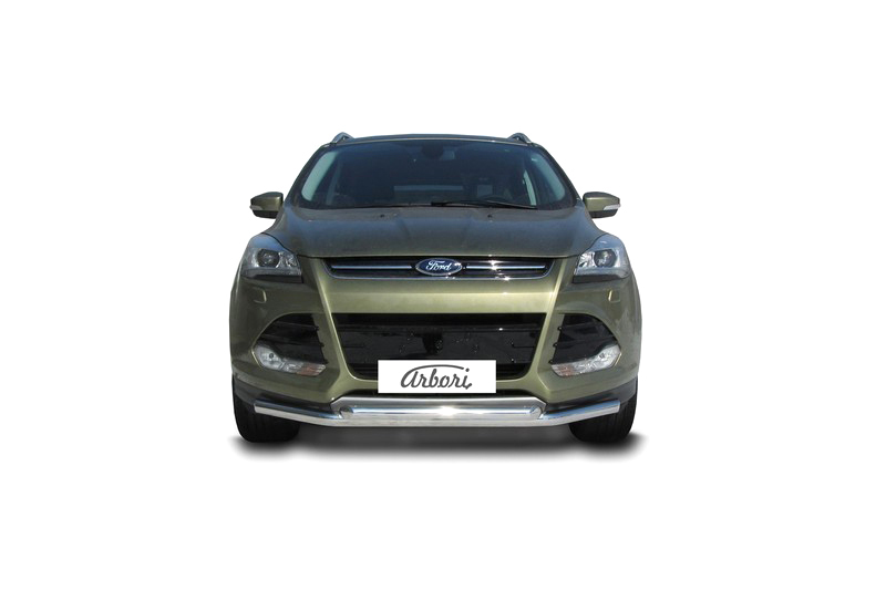 Защита переднего бампера d57+d57 двойная Arbori нерж. сталь для Ford KUGA 2013-2016 / Форд Куга