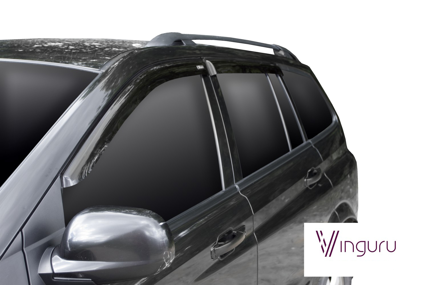 Дефлекторы окон Vinguru для SSANG YONG Kyron I 2005-2007, 2007-2015 /внед/накладные/скотч/к-т 4 шт./акрил / Саньенг Кайрон