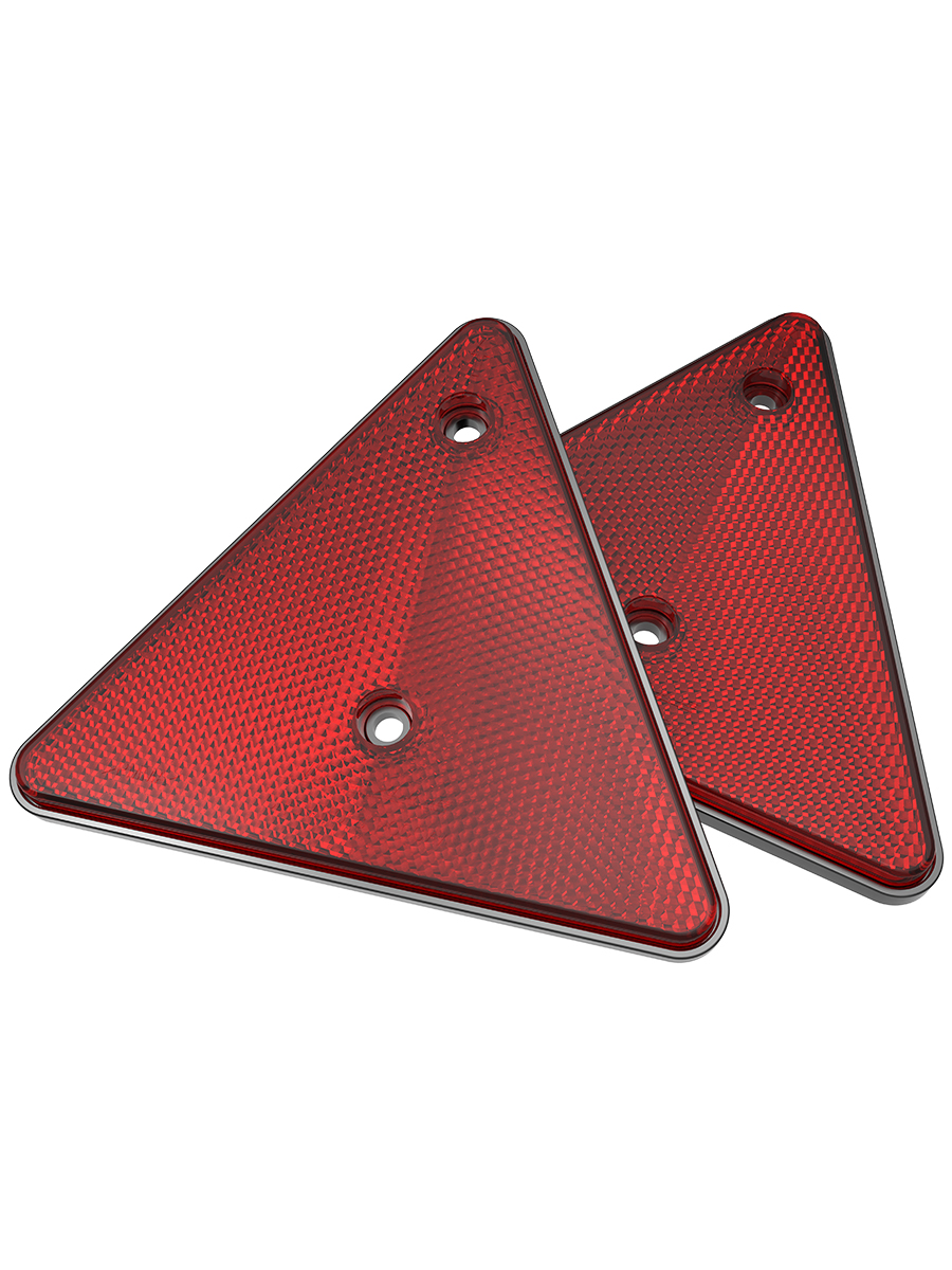 Световозвращатели (катафоты) красные треугольные, комплект 2 шт.