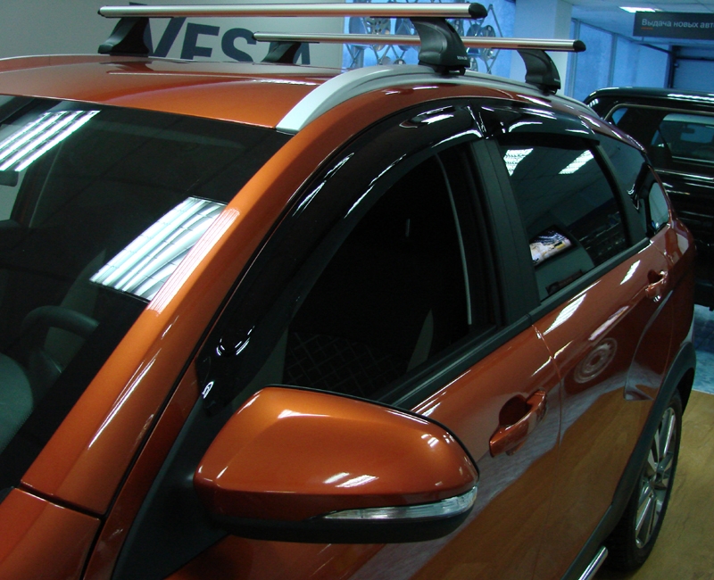 Дефлекторы боковых окон для LADA Vesta, 2017-, WG, 4ч., темный / Лада Веста