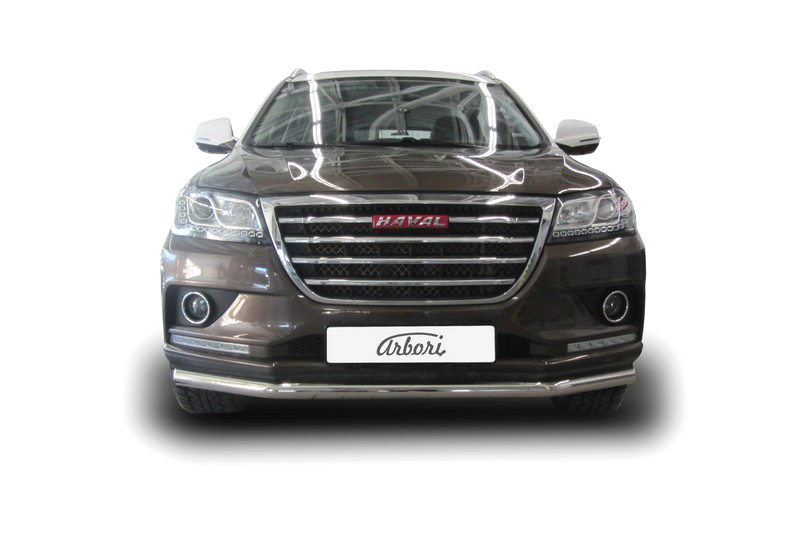 Защита переднего бампера d57 Arbori нерж. сталь для HAVAL H2 2014-нв / Хавал Н2