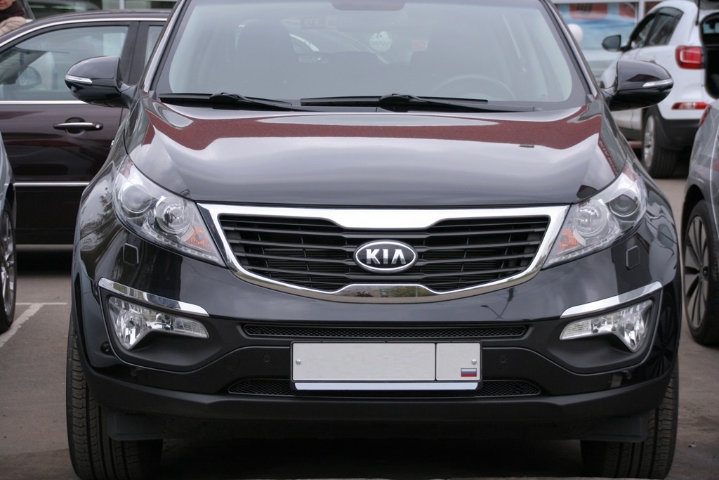 Сетка на бампер внешняя для KIA Sportage 2010-2016, 2 шт., черн., 15 мм / Киа Спортаж