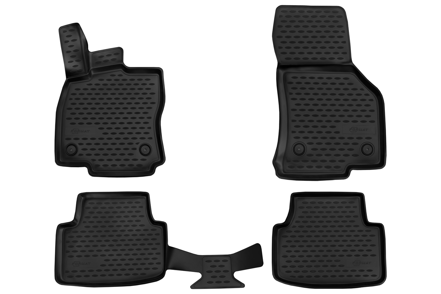 Коврики 3D в салон для SKODA Octavia (III(A7), IIIp(A7), IV(A8)), 2013-2019, 2020-, 4 шт. (ПУ, повышенная износостойкость) / Шкода Октавия