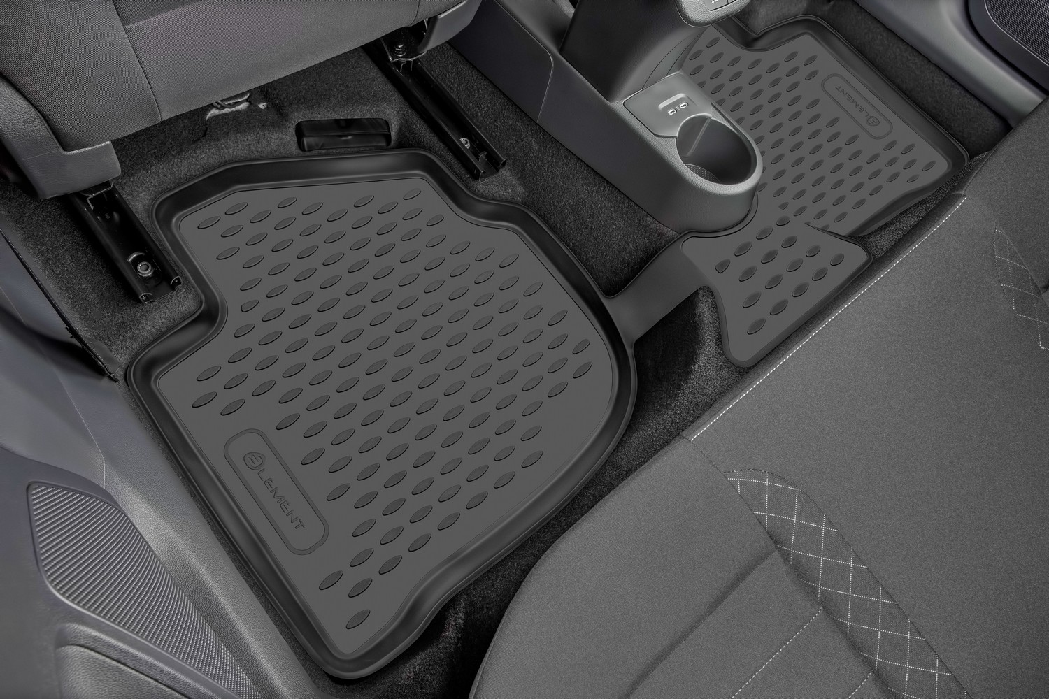 Коврики в салон 3D для CHANGAN CS55 PLUS 2021-н.в. (I рест.), Uni-S 2024-н.в. внедорожник 2WD Element черный полиуретан / Чанган КС55ПЛЮС