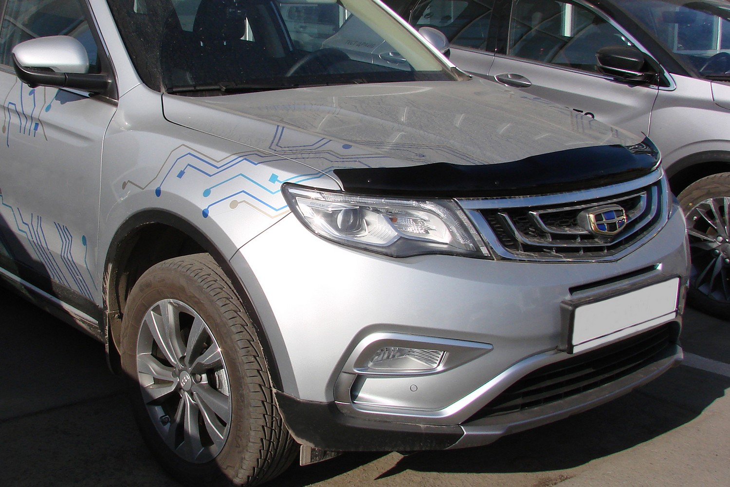 Дефлектор капота GEELY Atlas 2016-2022 / ATLAS PRO 2021-, темный / Джили Атлас