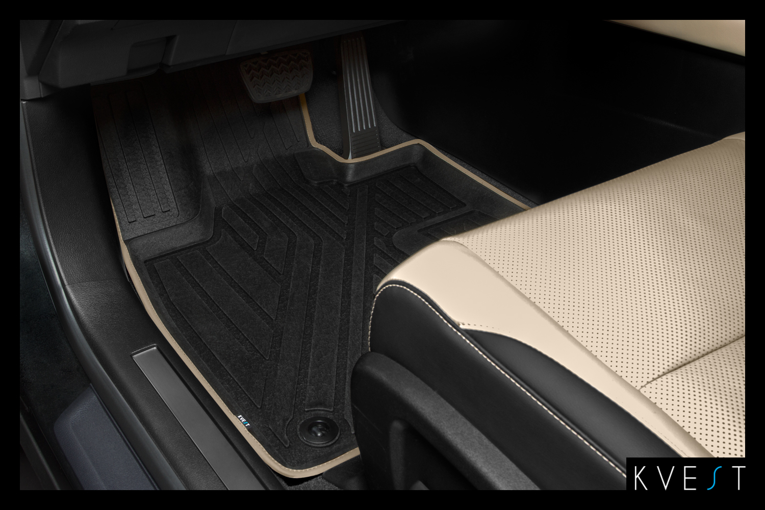 Коврики KVEST 3D в салон для LEXUS RX (IV, IVr), 2015-2019, 2019-, 4 шт. (полиуретан, серый, бежевый) в коробе / Лексус РХ