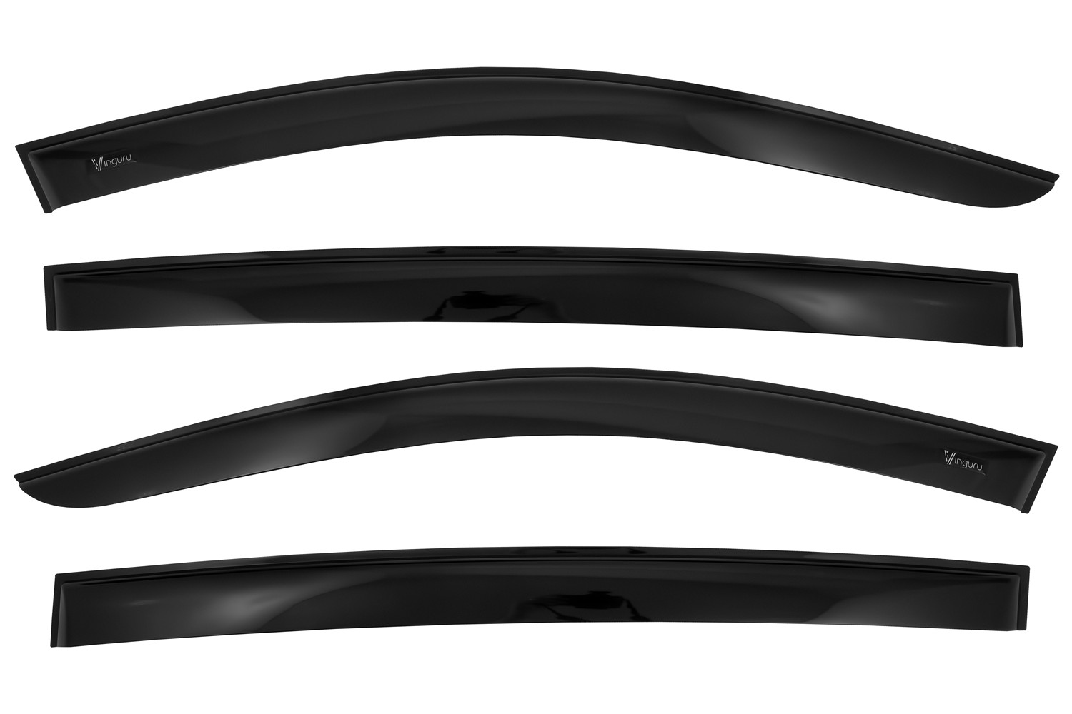 Дефлекторы окон Vinguru RENAULT Sandero II 2013-2018, 2018- /хб/накладные/скотч/комплект  4 шт./литьевой поликарбонат / Рено Сандеро