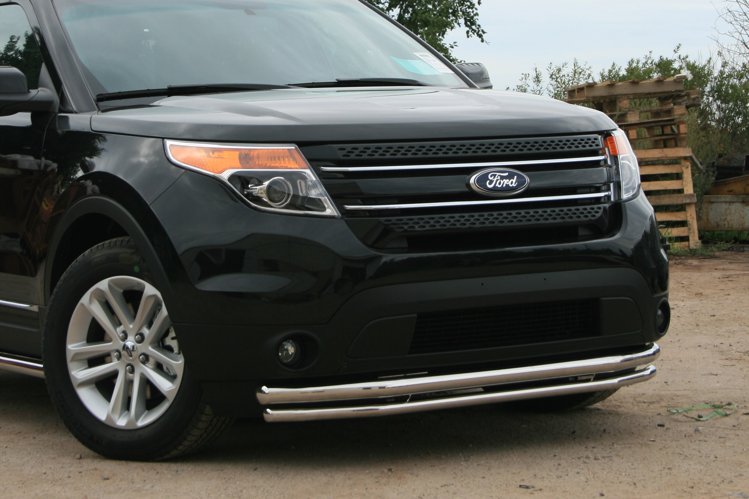 Защита переднего бампера d 60/42 двойная "Ford Explorer" 2011-2015-2016- / Форд Эксплорер