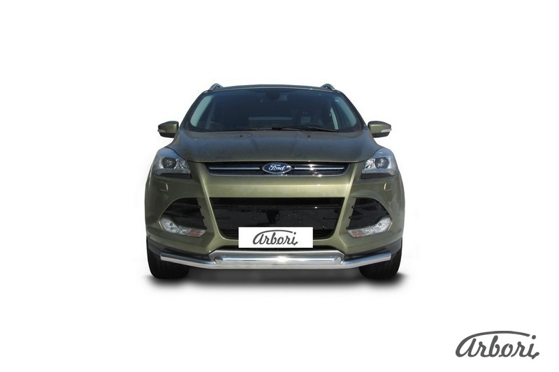 Защита переднего бампера d57+d57 двойная Arbori нерж. сталь для Ford KUGA 2013-2016 / Форд Куга