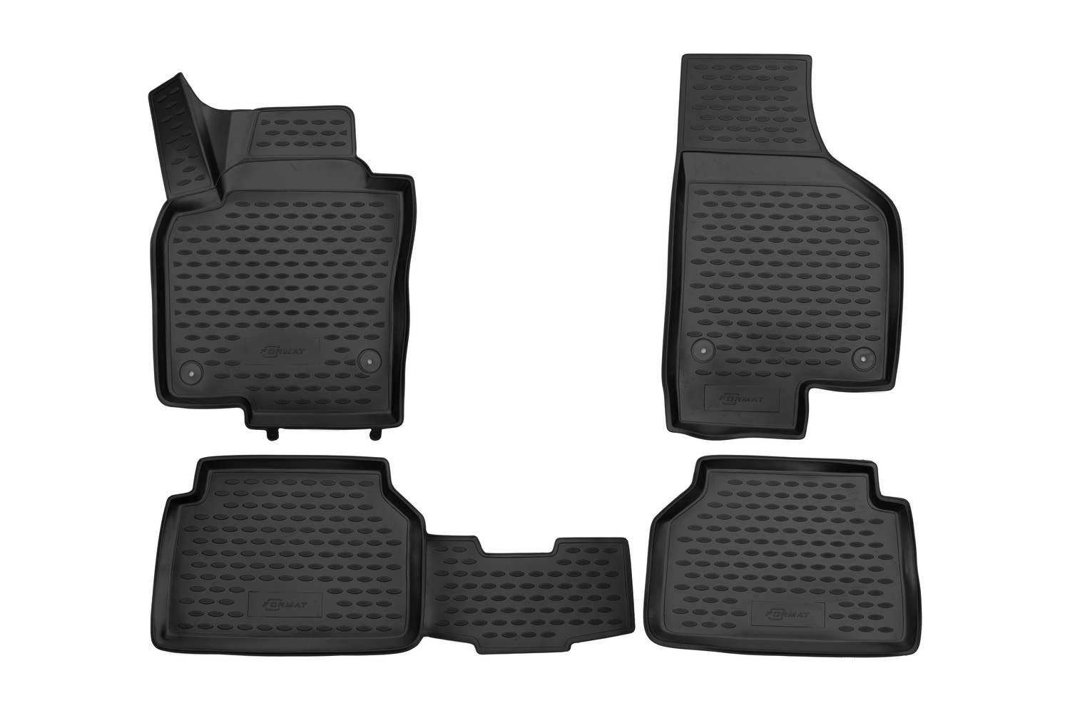 Коврики в салон 3D для Volkswagen Tiguan 2007-2016 внедорожник FORMAT 4 шт. черный полиуретан / Фольксваген Тигуан