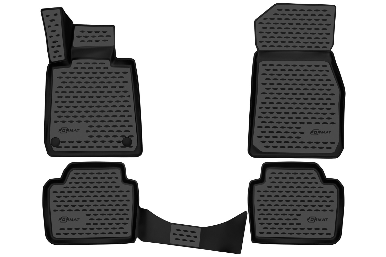 Коврики в салон 3D для BMW 3 Series (F30) 2011-2016 (VI), 2015-2020 (VI рестайлинг) хэтчбек FORMAT 4 шт. черный полиуретан / БМВ Тройка