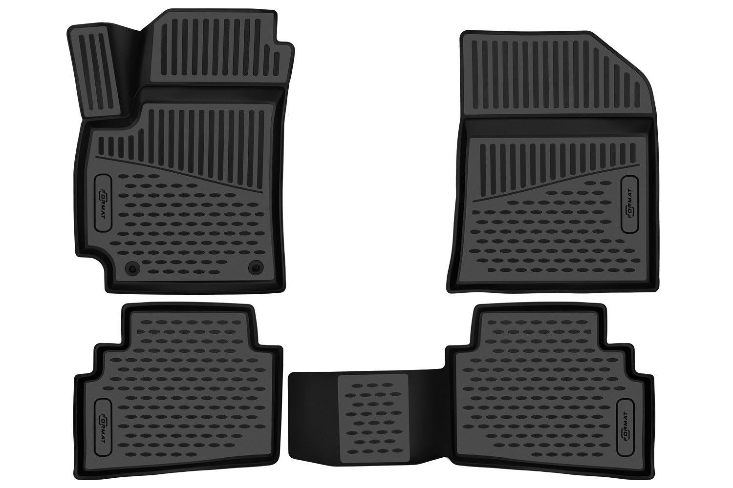 Коврики в салон 3D для KIA Seltos 2019-2022 внедорожник 5 дв. 2WD/4WD FORMAT 4 шт. черный полиуретан / Киа Селтос