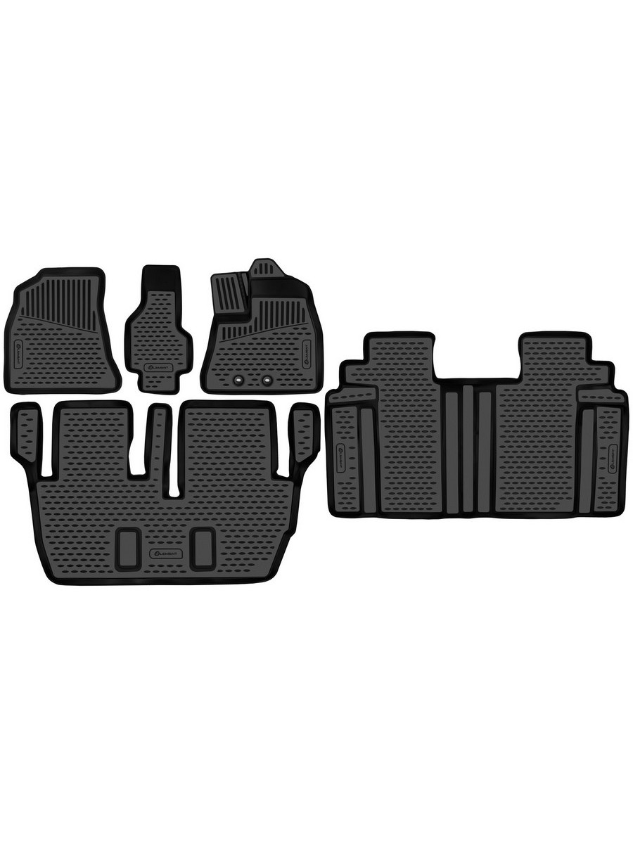 Коврики 3D в салон для Toyota Voxy/Noah 3 R80 2014 -, 2WD/4WD, бенз. и гибрид  правый руль, 3 ряда, 8 мест, 5 шт. (полиуретан) / Тойота Вокси