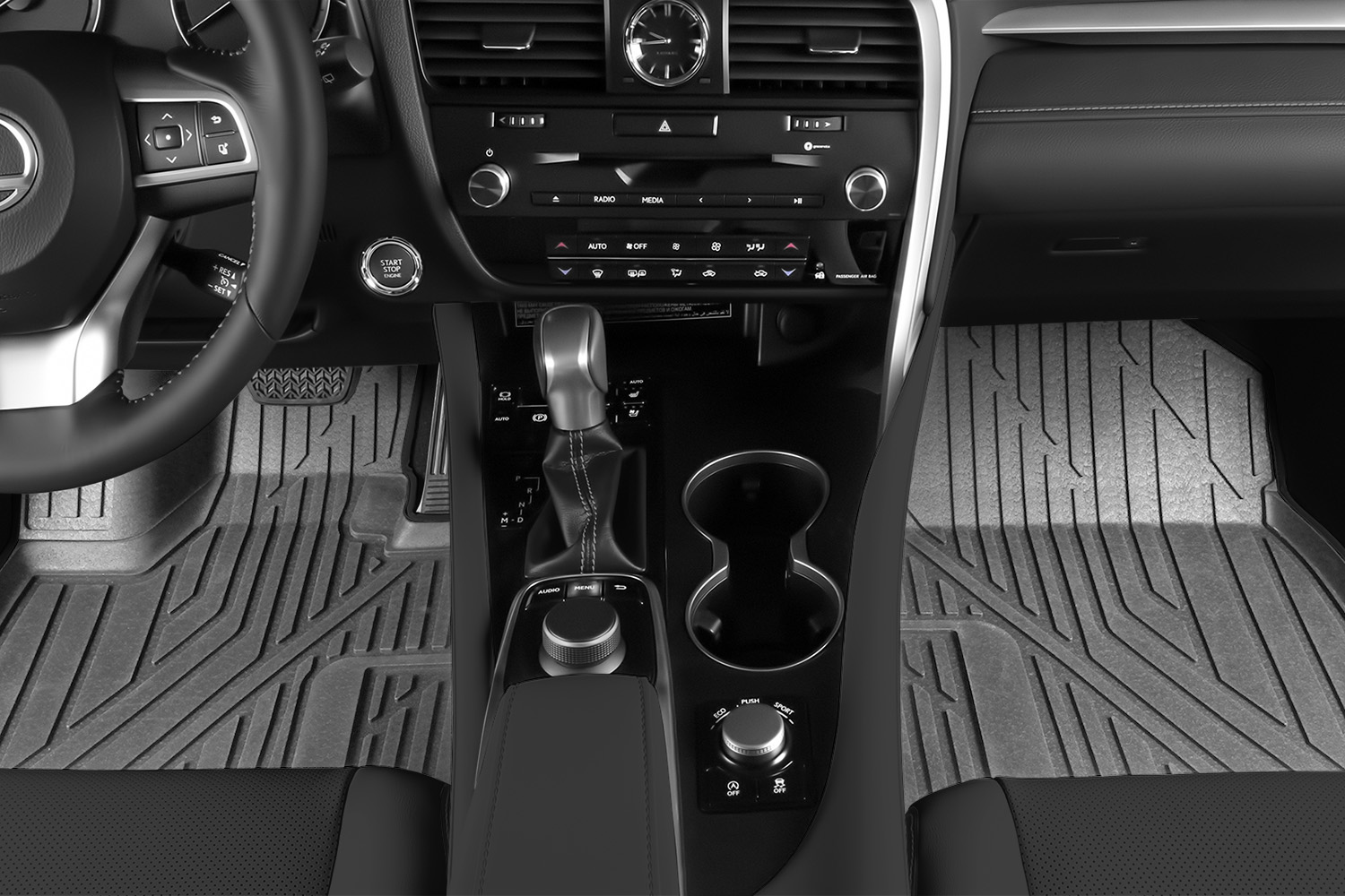 Коврики KVEST 3D в салон для LEXUS RX (IV, IVr), 2015-2019, 2019-, 4 шт. (полиуретан, серый, черный) в коробе / Лексус РХ