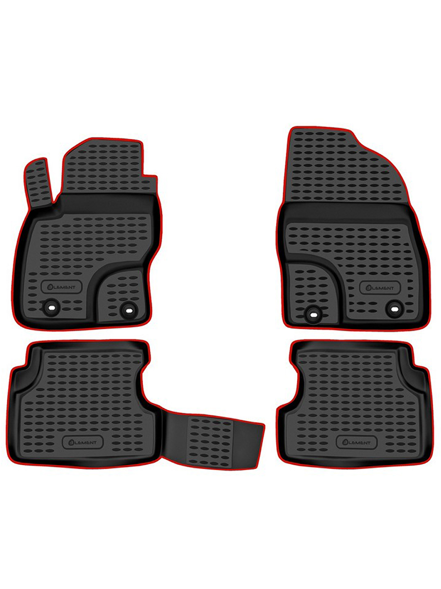 Коврики в салон 2D для FORD Focus 2004-2011 (II) седан Element красный кант, полиуретан / Форд Фокус