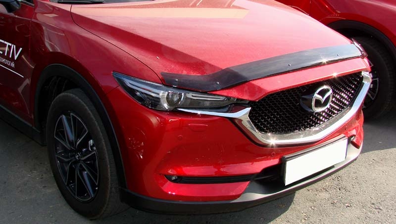 Дефлектор капота Mazda CX5, 17-, темный / Мазда СХ-5