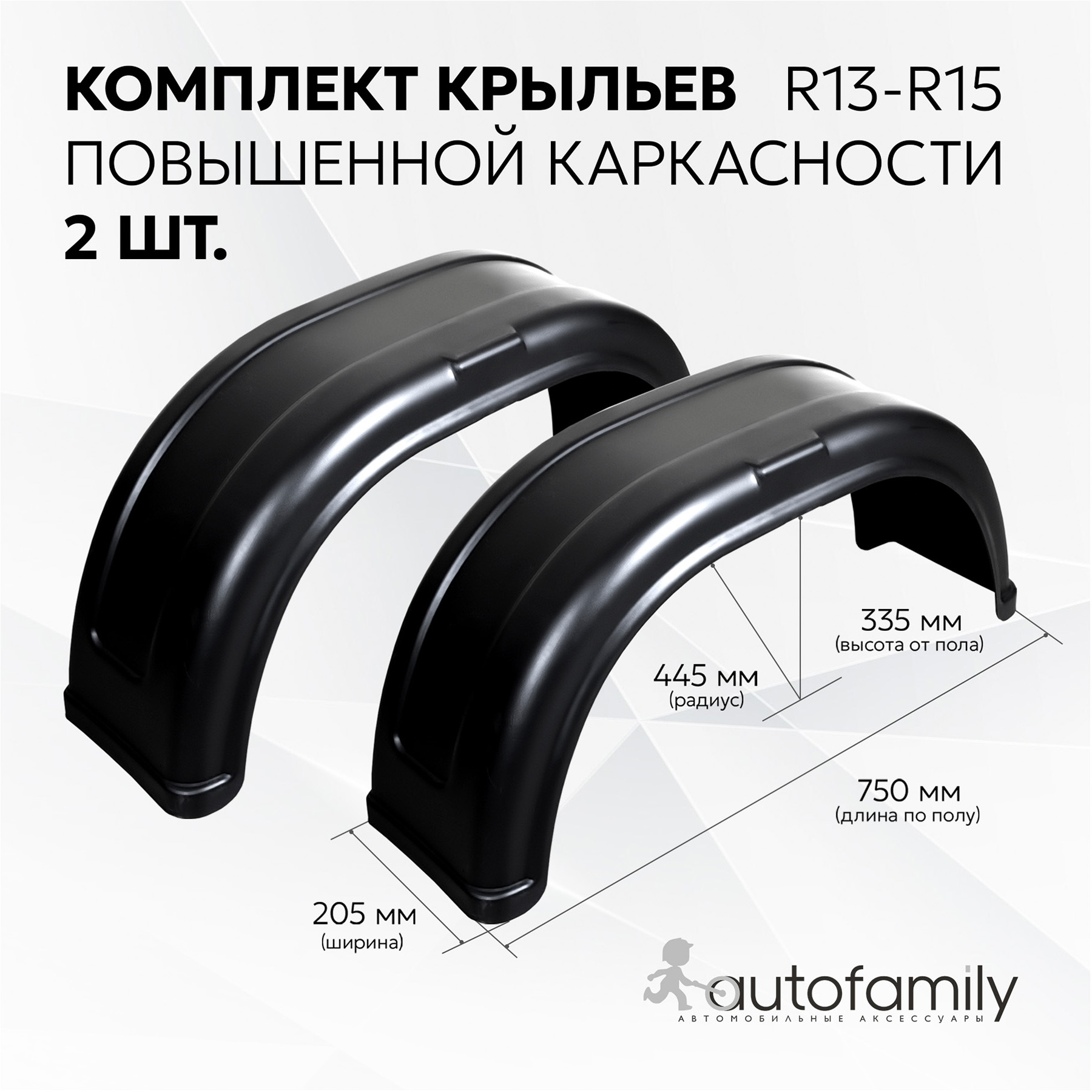 Крыло R13, R14 (2 шт) для легковых прицепов для МЗСА, Трейлер, Спартак, Титан, Атлант, Викинг, КМЗ, ССТ, САЗ, Ижевские, КУРГАН, AvtoS, Русич