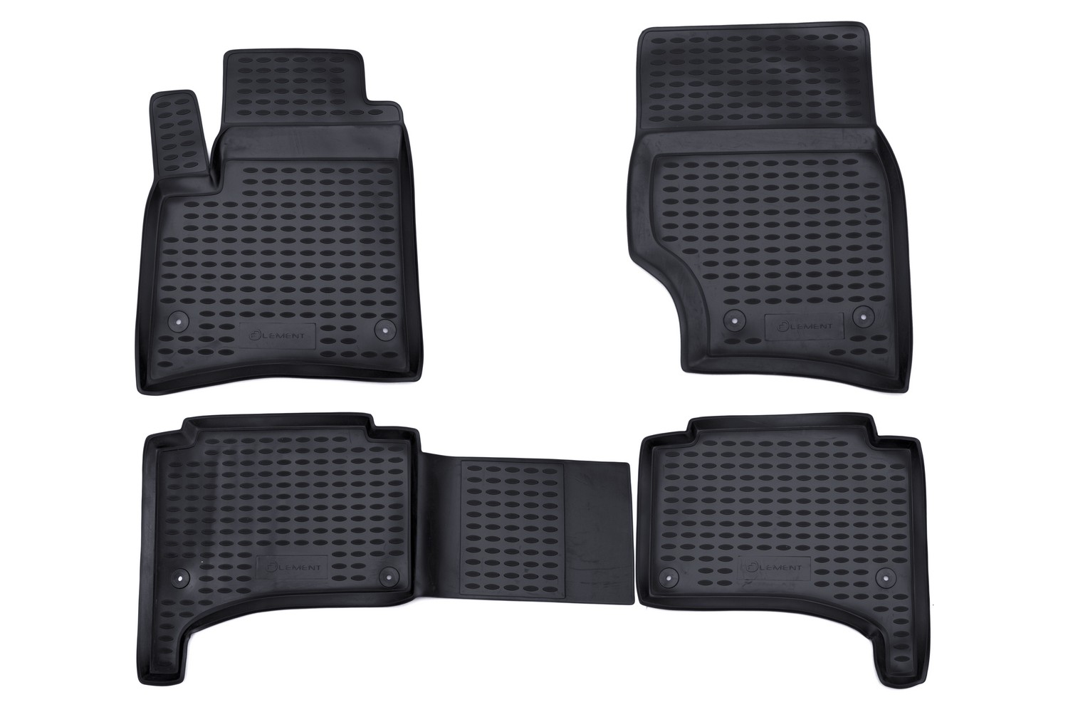 Коврики в салон для VW Touareg (I, Ir) 2002-2010, 4 шт., под штатный круглый крепеж (полиуретан, серые) / Фольксваген Туарег