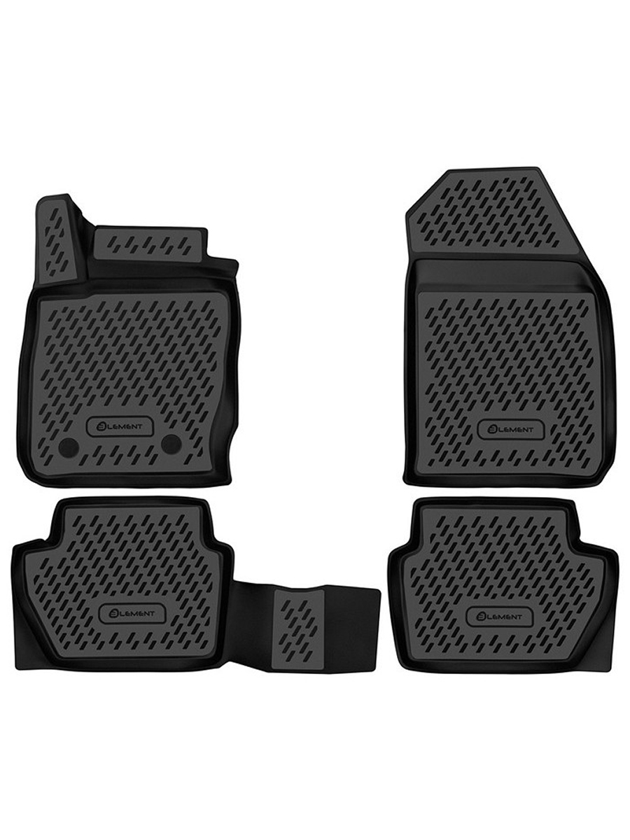 Коврики в салон 3D для FORD Ecosport 2014-2018, 2018-н.в. внедорожник Element 4 шт. черный полиуретан / Форд Экоспорт