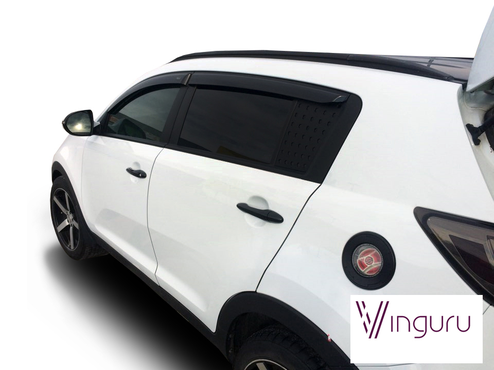 Дефлекторы окон Vinguru KIA Sportage 2010-2014, 2014-2016 /накладные/скотч/к-т 4 шт./литьевой поликарбонат / Киа Спортаж