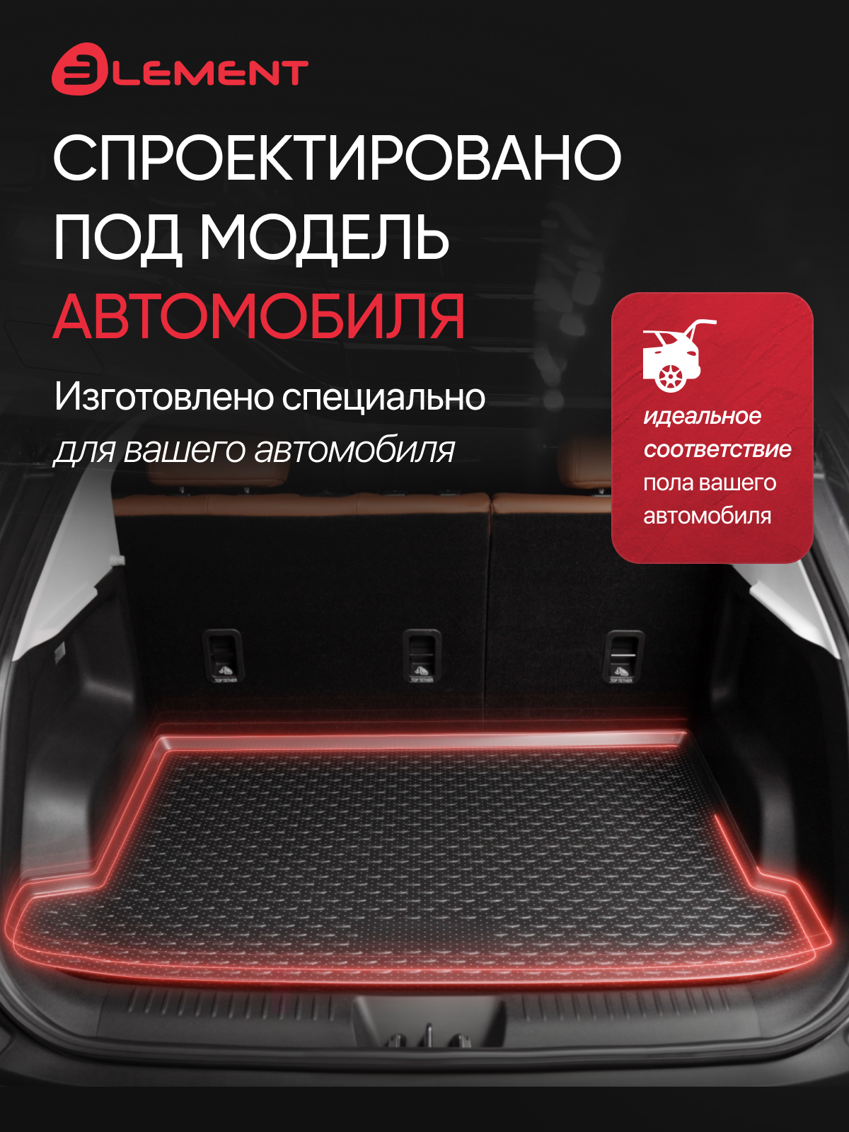 Коврик в багажник 5 комплектов для CHERY TIGGO 7 PRO (I) 2020-2024/TIGGO 7L 2025-/TENET T7 (32T) 2025- колесо с докаткой / Черри Тигго 7 Про