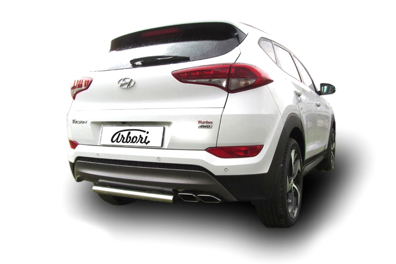 Защита заднего бампера d57 короткая Arbori нерж. сталь для HYUNDAI Tucson 2015-2018 / Хендай Туксон
