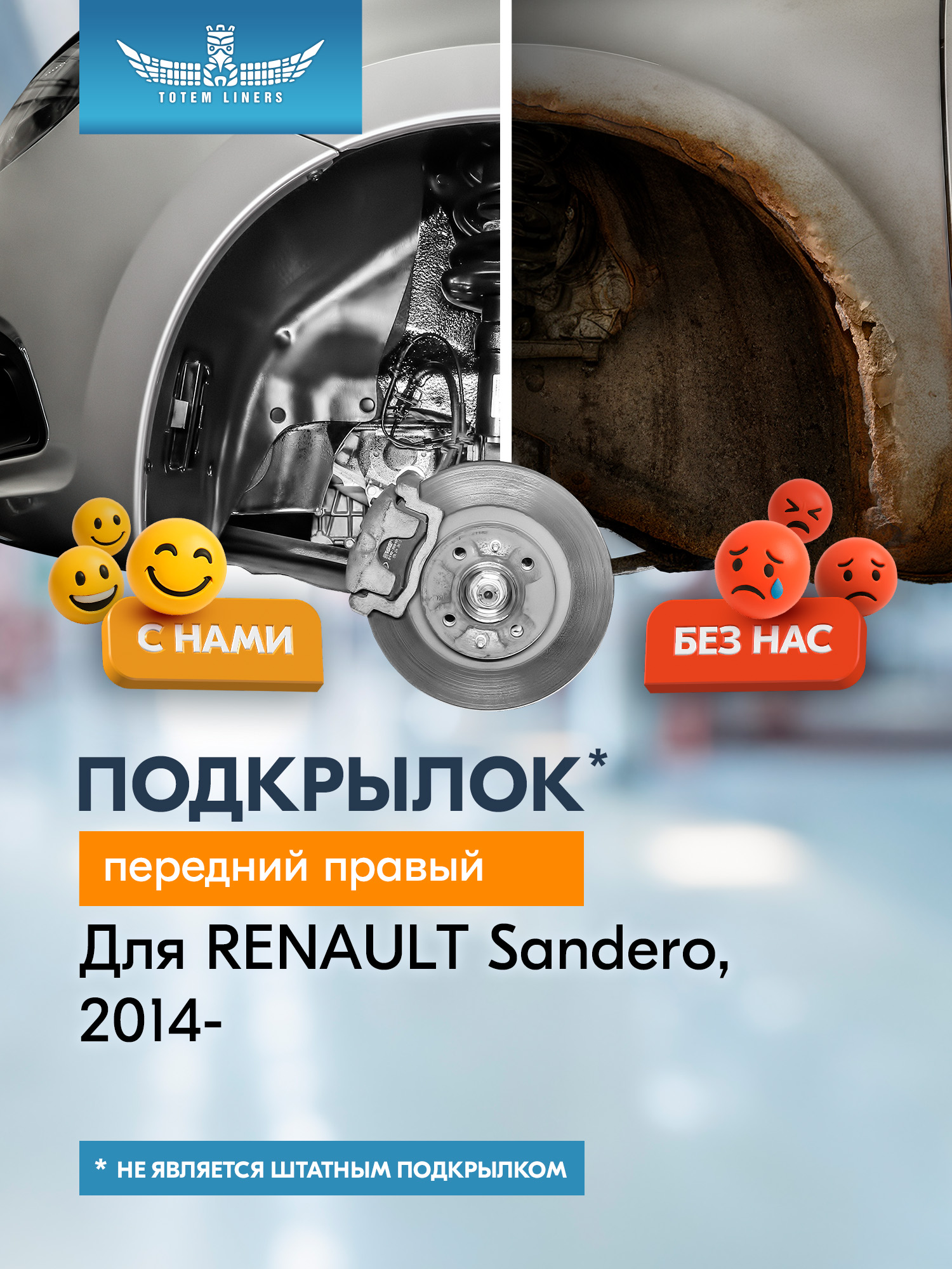 Подкрылок RENAULT Sandero, 01/2014- (передний правый) / Рено Сандеро