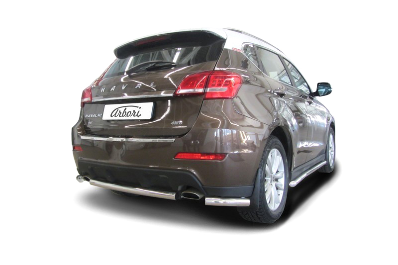 Защита заднего бампера d57 короткая Arbori нерж. сталь для HAVAL H2 2014-нв / Хавал Н2