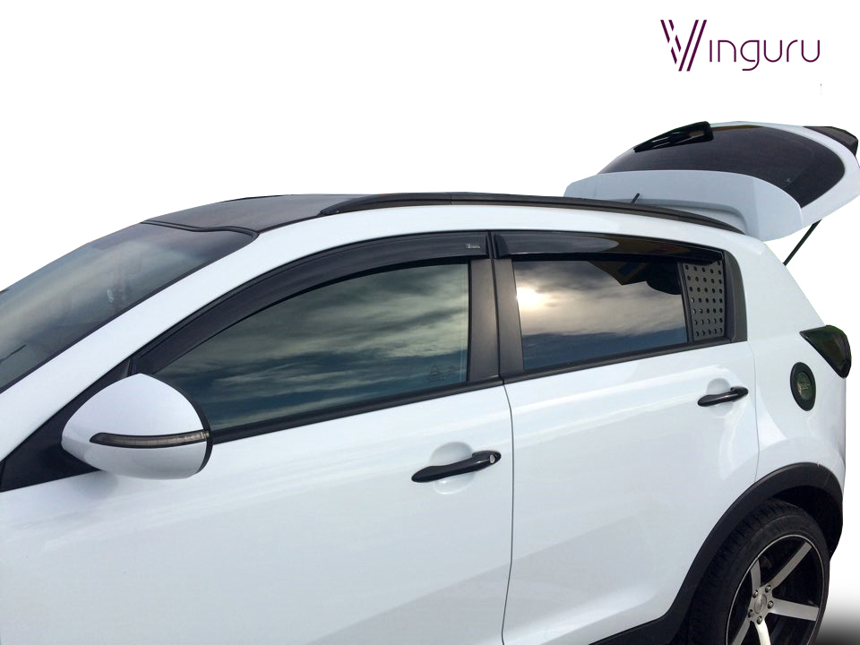 Дефлекторы окон Vinguru KIA Sportage 2010-2014, 2014-2016 /накладные/скотч/к-т 4 шт./литьевой поликарбонат / Киа Спортаж
