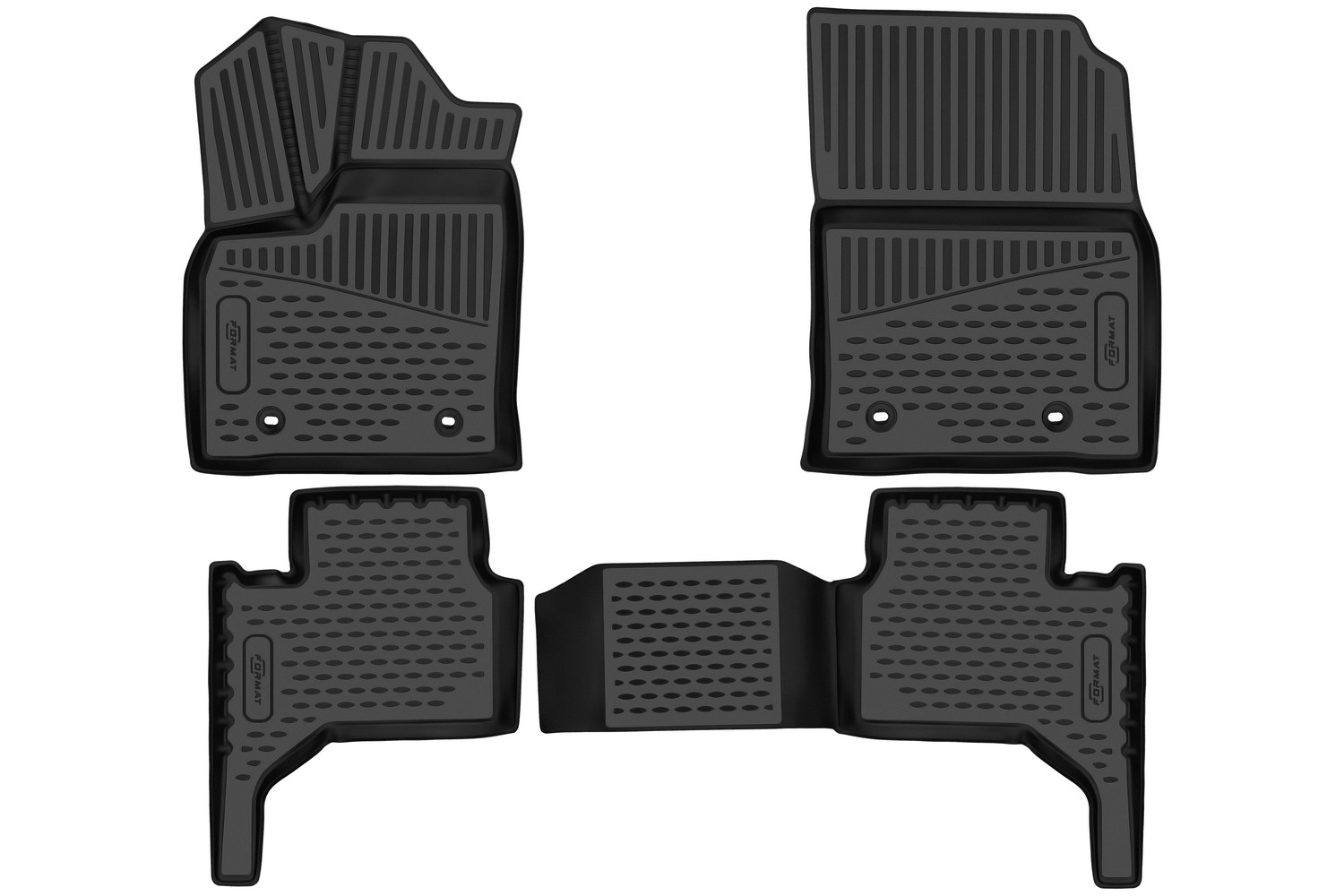 Коврики в салон 3D для TOYOTA Land Cruiser 2021-н.в. (300 Series)  внедорожник FORMAT 4 шт. черный полиуретан / Тойота Ленд крузер