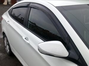 Дефлекторы боковых окон Hyundai Solaris, 2010-2017, SD, 4ч., темный / Хендай Солярис
