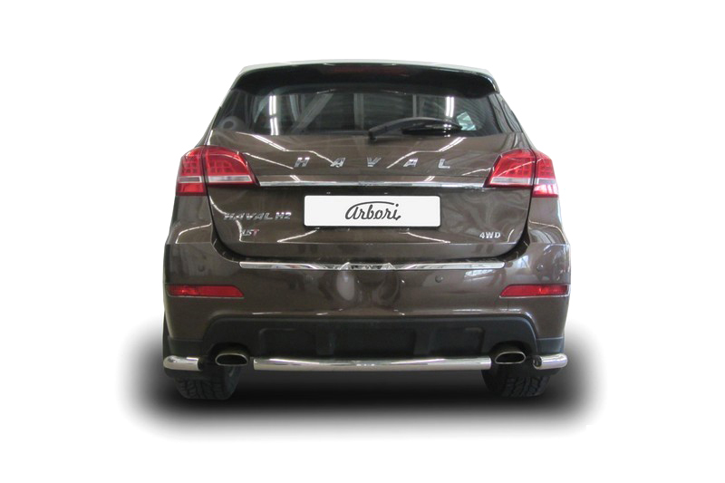 Защита заднего бампера d57 короткая Arbori нерж. сталь для HAVAL H2 2014-нв / Хавал Н2